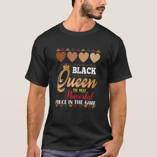 ジュネクサブラック女王で最強チェスアフリカ Tシャツ (正面)