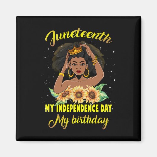 ジュネクセフマイインディペンデンスデイ私の誕生日ブラックQ マグネット (正面)