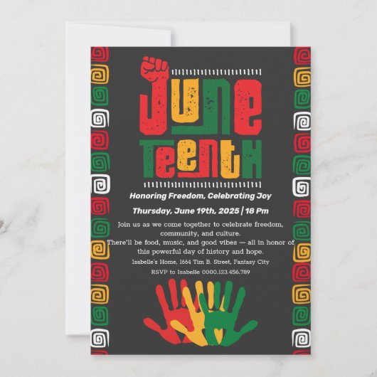 ジュネグお祝い招待状 – 自由と喜び 招待状 (正面)