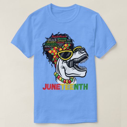 ジュネグは私の独立の日ブラックウィメンズafro tシャツ (デザイン正面)