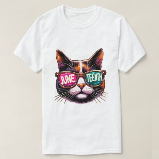 ジュネグクールキャット – サングラス&フリーダム Tシャツ (デザイン正面)