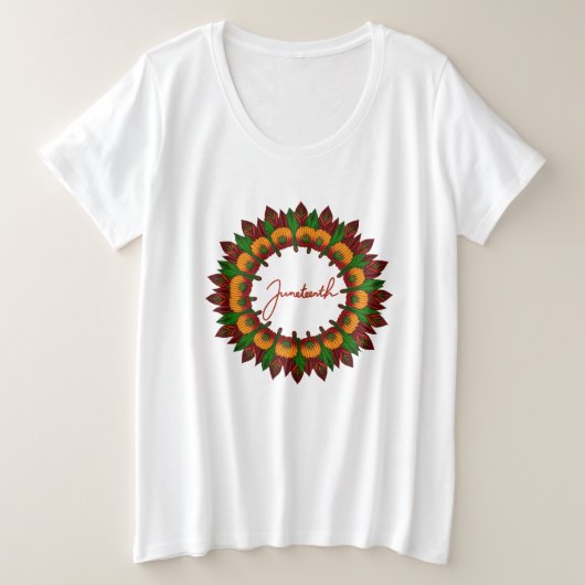 ジュネグフローラマンダラインスパイアアフリカ色 プラスサイズTシャツ (デザイン正面)