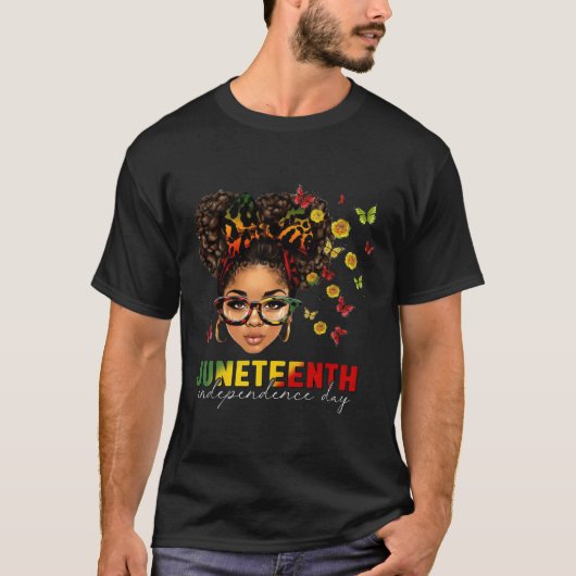 ジュネグ独立記念日Bun Black Women 2023 Tシャツ (正面)