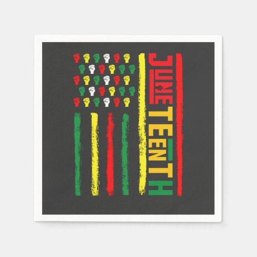 ジュネグ祝フラッグの黒自由1865 スタンダードカクテルナプキン (正面)