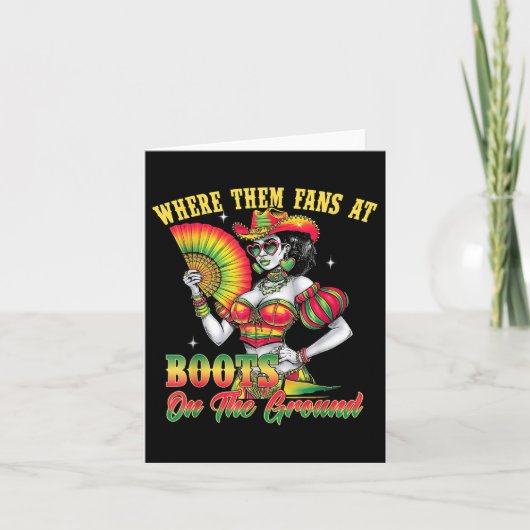 ジュネグ11女性のカーボーイが靴を履いて カード (正面)