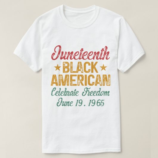ジュネグ・ブラック・ア祝メリカ自由クール Tシャツ (デザイン正面)