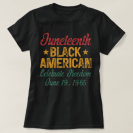 ジュネグ・ブラック・ア祝メリカ自由クール Tシャツ