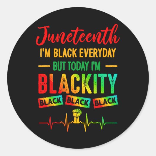 ジュネグI'm Black Independenceお祝いBlac ラウンドシール (正面)