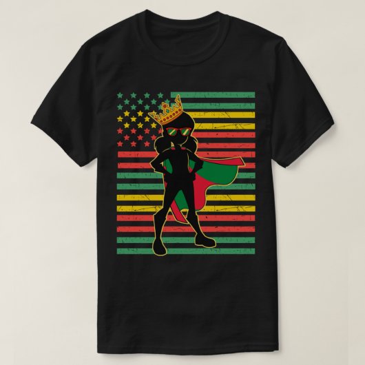 ジュネファーブラックプリンセスメラニン女性少女魔法 Tシャツ (デザイン正面)