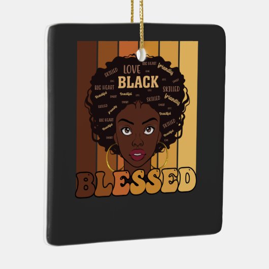 ジュネファーメラニンブラックアフリカンガール セラミックオーナメント (右)