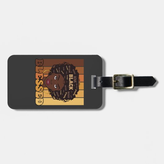 ジュネファーメラニンブラックアフリカンガール ラゲッジタグ (正面横)