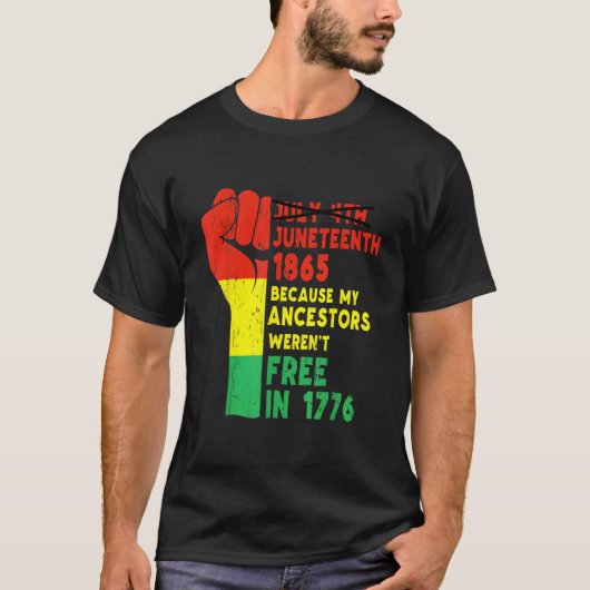ジュネンス 先祖 黒人の自由 アフリカの旗 誇り Tシャツ (正面)