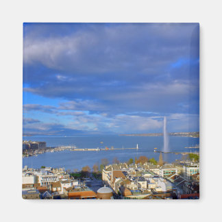 ジュネーブのウォータージェットのパノラマビュー マグネット