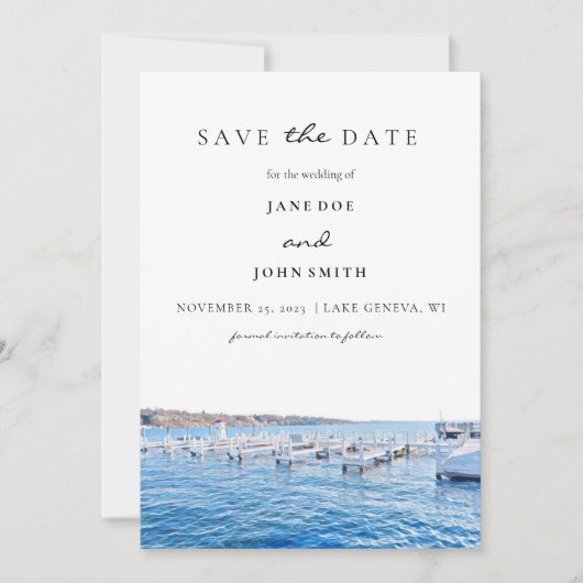 ジュネーブウィスコンシン湖の日付を保存 セーブザデート (正面)