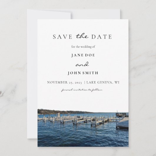 ジュネーブウィスコンシン湖の日付を保存 セーブザデート (正面)