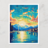 ジュネーブスイスアートヴィンテージ旅行イラストレーション ポストカード (正面)