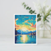 ジュネーブスイスアートヴィンテージ旅行イラストレーション ポストカード (スタンド正面)