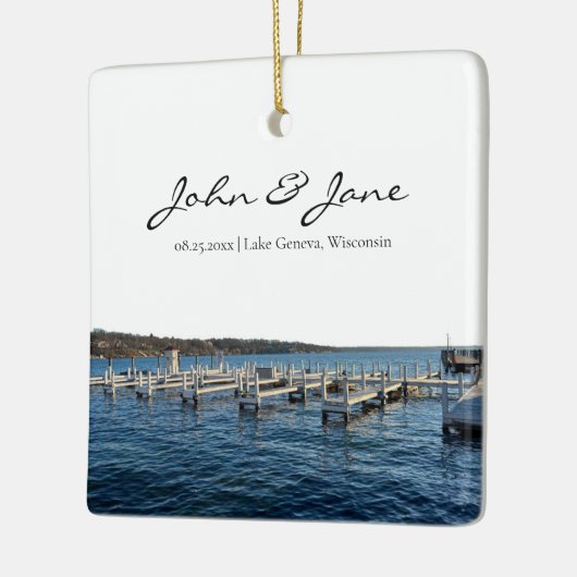 ジュネーブパーソナライズされたウィスコンシン湖 セラミックオーナメント (左)