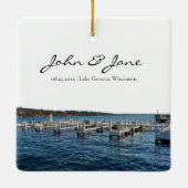 ジュネーブパーソナライズされたウィスコンシン湖 セラミックオーナメント (裏面)
