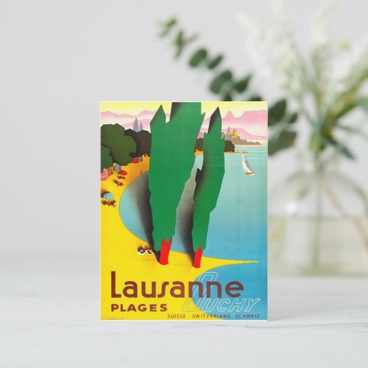 ジュネーブ湖のほとり、ローザンヌ、スイス ポストカード (スタンド正面)