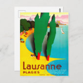 ジュネーブ湖のほとり、ローザンヌ、スイス ポストカード (正面/裏面)