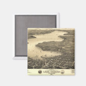ジュネーブ湖のヴィンテージマップ マグネット (正面/裏面)