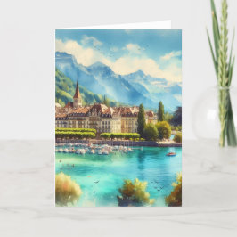 ジュネーブ湖の水の色グリーティングカード サンキューカード