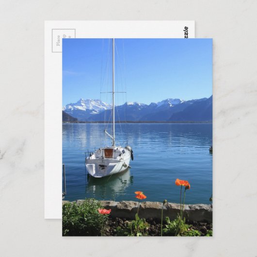 ジュネーブ湖の風景、モントルー、スイス ポストカード (正面/裏面)