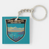 ジュネーブ湖スイストラベルアートヴィンテージ キーホルダー (裏面)