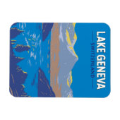 ジュネーブ湖スイストラベルアートヴィンテージ マグネット (横)