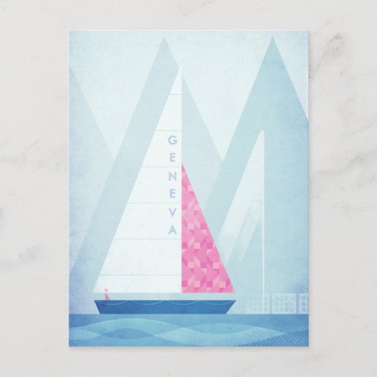 ジュネーブ湖ヴィンテージ旅行ポスター – アートポストカード ポストカード (正面)