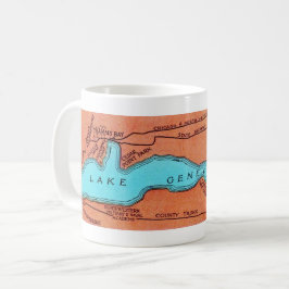 ジュネーブ湖 ウィスコンシン州 ヴィンテージ地図 コーヒーマグカップ