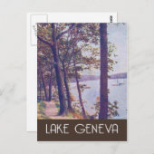 ジュネーブ湖，ウィスコンシン，ヴィンテージ旅行スタイル ポストカード (正面/裏面)