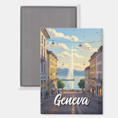 ジュネーブ通りスイストラベルジェットドーサンセット マグネット (正面/裏面)