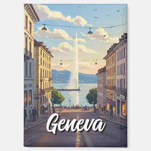 ジュネーブ通りスイストラベルジェットドーサンセット マグネット (正面)