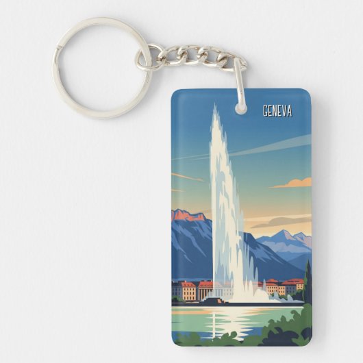 ジュネーブ通りスイストラベルジェットドーヴィンテージ キーホルダー (正面)