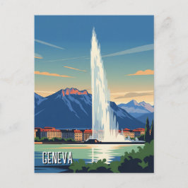 ジュネーブ通りスイストラベルジェットドーヴィンテージ ポストカード