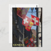 ジュネーブ、スイス連邦共和国のカラフルな旗 ポストカード (正面/裏面)