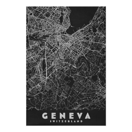 ジュネーブ スイス ヴィンテージ地図 ポスター (正面)