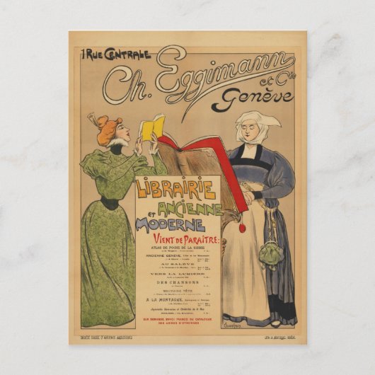 ジュネーブ・スイス・ヴィンテージ旅行ポスター ポストカード (正面)