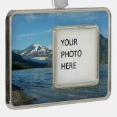 ジュノー・アラスカのメンデンホール湖 シルバープレートフレームオーナメント (右)