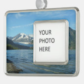 ジュノー・アラスカのメンデンホール湖 シルバープレートフレームオーナメント (左)