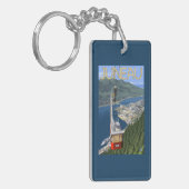 ジュノー、アラスカの上の市街電車ヴィンテージ旅行ポスター キーホルダー (正面左)