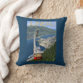 ジュノー、アラスカの上の市街電車ヴィンテージ旅行ポスター クッション (ブランケット)