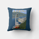 ジュノー、アラスカの上の市街電車ヴィンテージ旅行ポスター クッション (裏面)