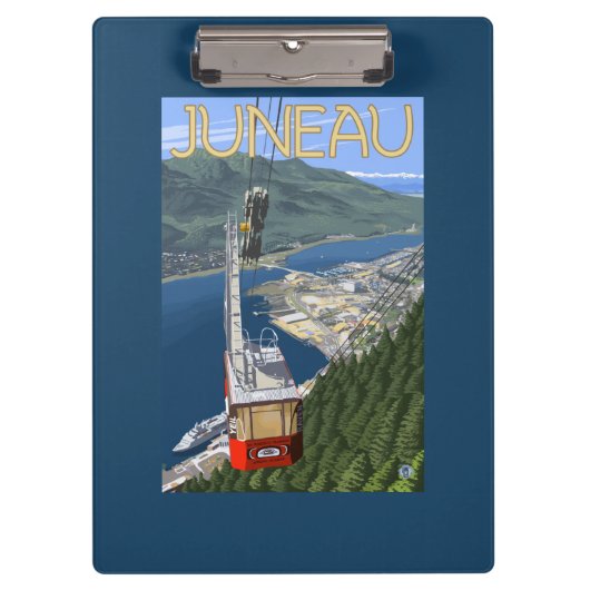 ジュノー、アラスカの上の市街電車ヴィンテージ旅行ポスター クリップボード (正面)