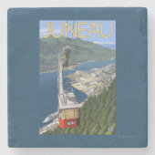 ジュノー、アラスカの上の市街電車ヴィンテージ旅行ポスター ストーンコースター (正面)