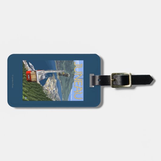 ジュノー、アラスカの上の市街電車ヴィンテージ旅行ポスター ラゲッジタグ (正面横)