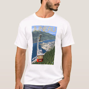 ジュノー、アラスカの上の市街電車ヴィンテージ旅行ポスター Tシャツ