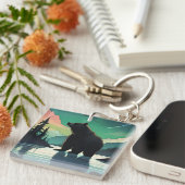 ジュノー・アラスカ・グリズリー・ベア・オーロラの北方灯 キーホルダー (正面右)